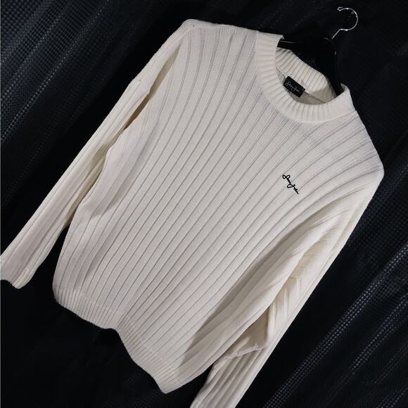 SEAN JOHN! LUXE VANILLA CREAM RIBBED KNIT OVERSIZED CREW NECK SWEATER! SZ XL - Picture 9 of 9